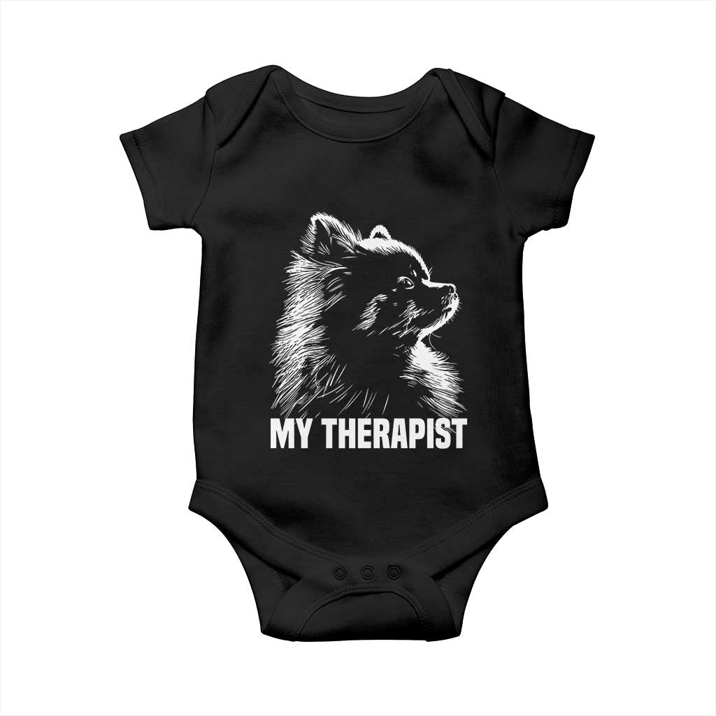 My Therapist Is A Pomeranian Baby Onesie Dog Lover Gift Idea TS12 Black Print Your Wear