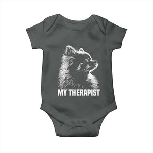 My Therapist Is A Pomeranian Baby Onesie Dog Lover Gift Idea TS12 Dark Heather Print Your Wear