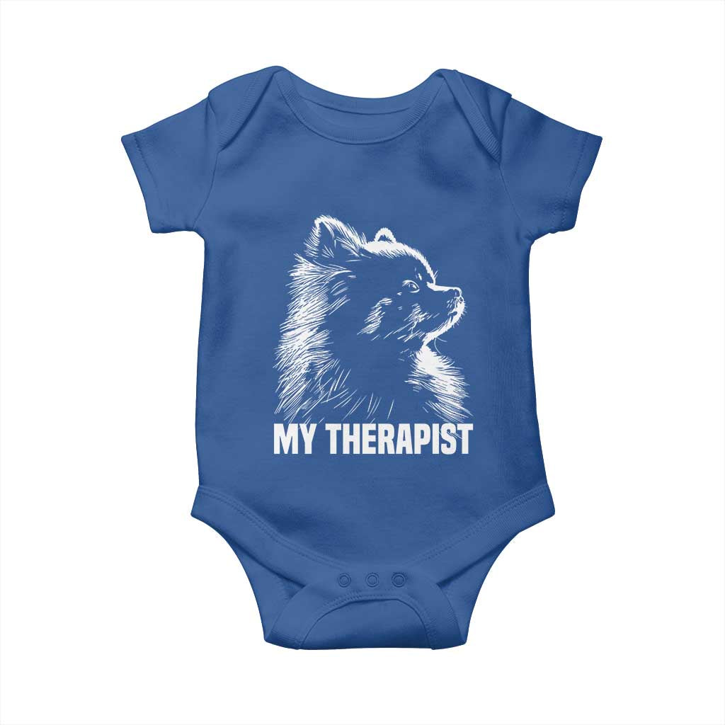 My Therapist Is A Pomeranian Baby Onesie Dog Lover Gift Idea TS12 Royal Blue Print Your Wear