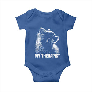 My Therapist Is A Pomeranian Baby Onesie Dog Lover Gift Idea TS12 Royal Blue Print Your Wear