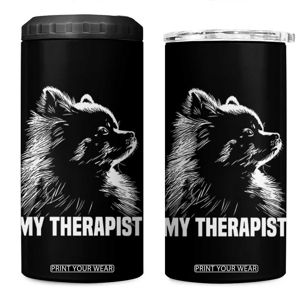 My Therapist Is A Pomeranian 4 in 1 Can Cooler Tumbler Dog Lover Gift Idea TS12 One Size: 16 oz Black Print Your Wear