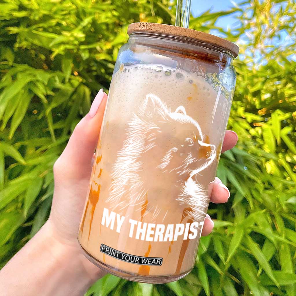My Therapist Is A Pomeranian Glass Can Dog Lover Gift Idea TS12 Black Print Your Wear