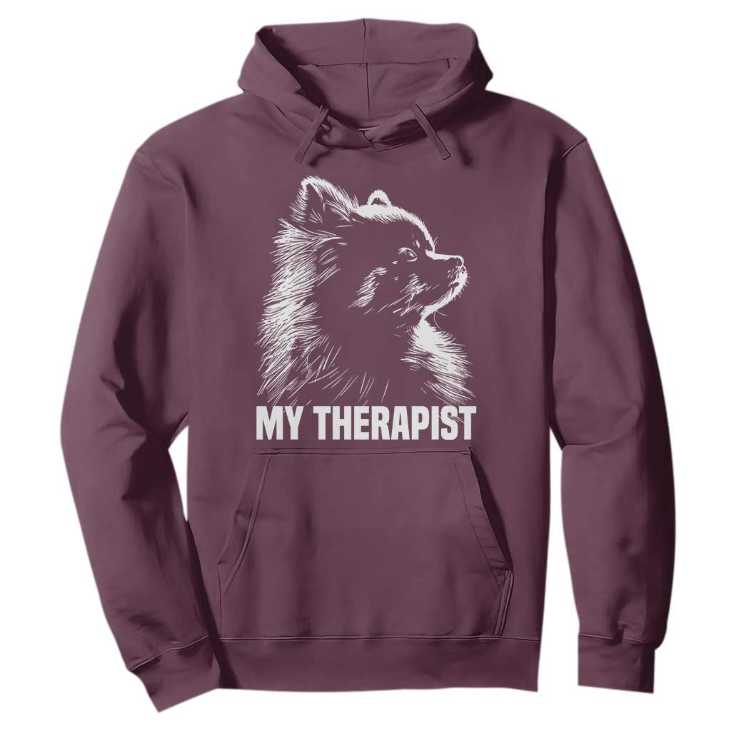 My Therapist Is A Pomeranian Hoodie Dog Lover Gift Idea TS12 Maroon Print Your Wear