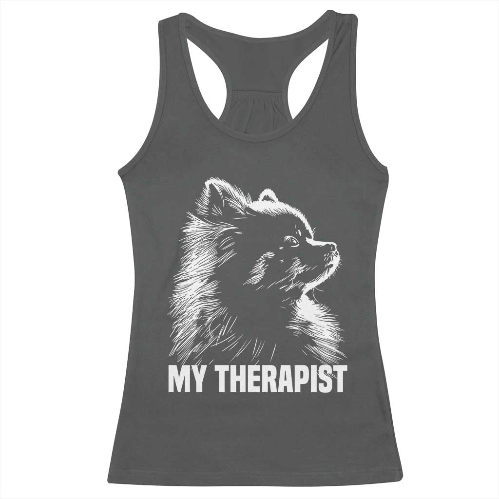 My Therapist Is A Pomeranian Racerback Tank Top Dog Lover Gift Idea TS12 Dark Heather Print Your Wear