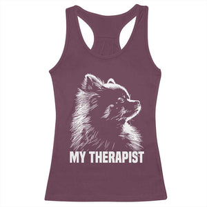 My Therapist Is A Pomeranian Racerback Tank Top Dog Lover Gift Idea TS12 Maroon Print Your Wear