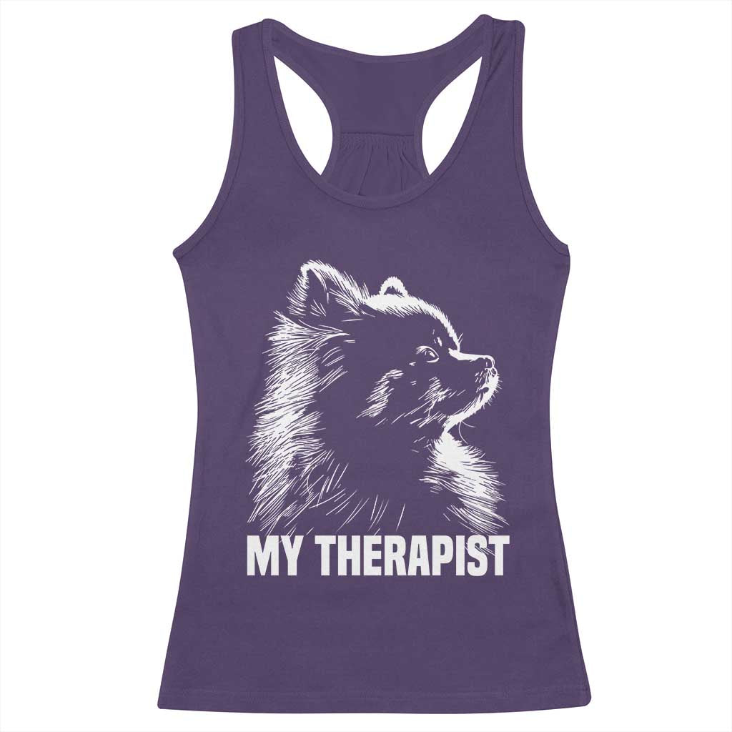 My Therapist Is A Pomeranian Racerback Tank Top Dog Lover Gift Idea TS12 Purple Print Your Wear
