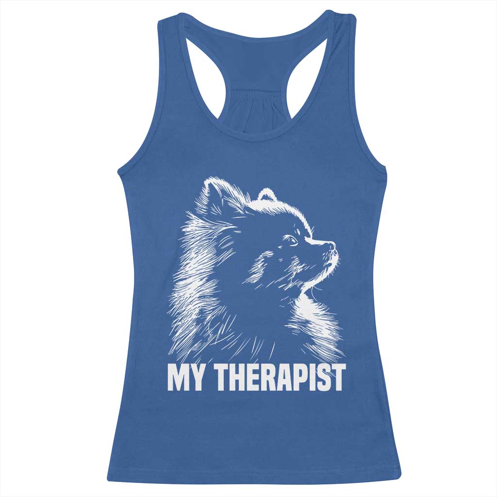 My Therapist Is A Pomeranian Racerback Tank Top Dog Lover Gift Idea TS12 Royal Blue Print Your Wear