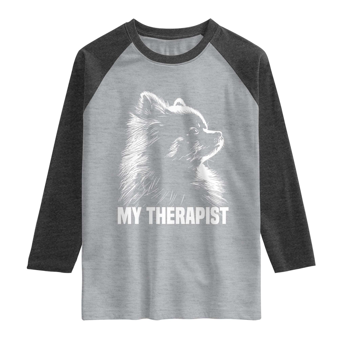 My Therapist Is A Pomeranian Raglan Shirt Dog Lover Gift Idea TS12 Heather Gray Heather Charcoal Print Your Wear