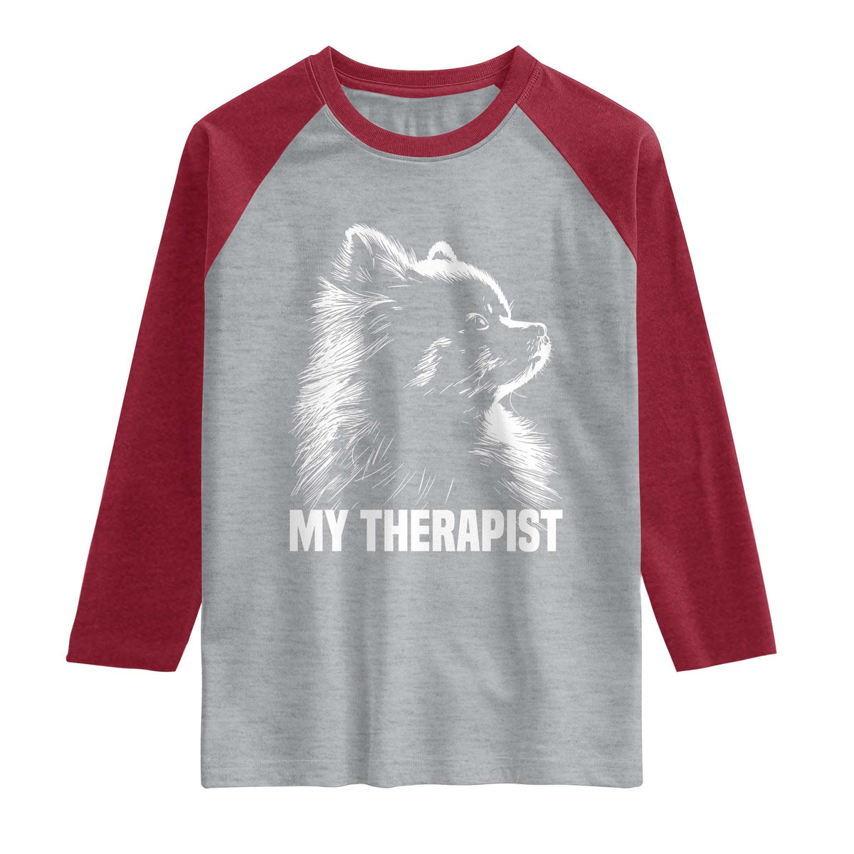 My Therapist Is A Pomeranian Raglan Shirt Dog Lover Gift Idea TS12 Heather Gray Heather Red Print Your Wear