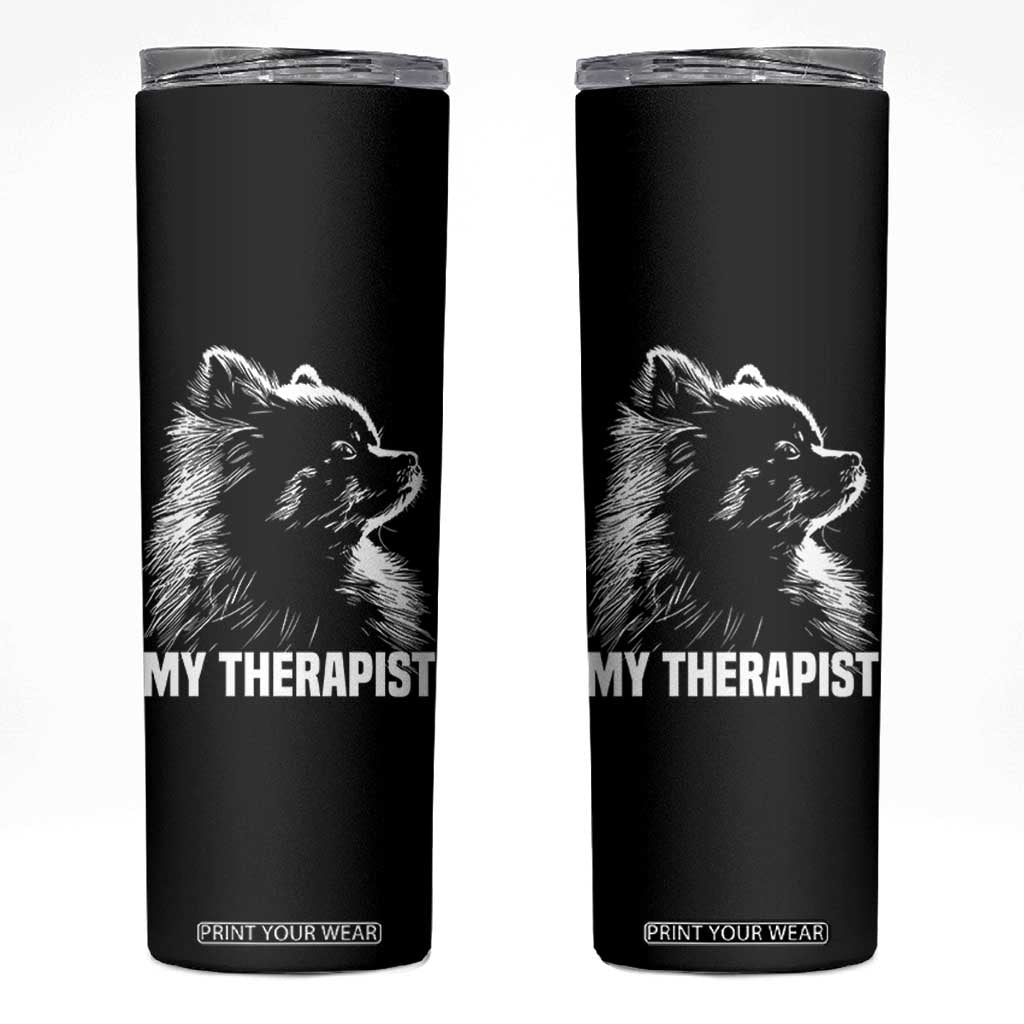 My Therapist Is A Pomeranian Skinny Tumbler Dog Lover Gift Idea TS12 Black Print Your Wear