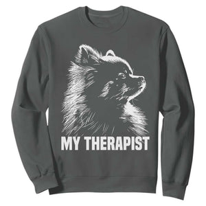 My Therapist Is A Pomeranian Sweatshirt Dog Lover Gift Idea TS12 Dark Heather Print Your Wear