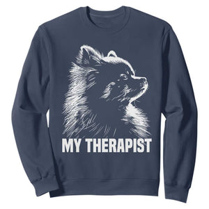 My Therapist Is A Pomeranian Sweatshirt Dog Lover Gift Idea TS12 Navy Print Your Wear