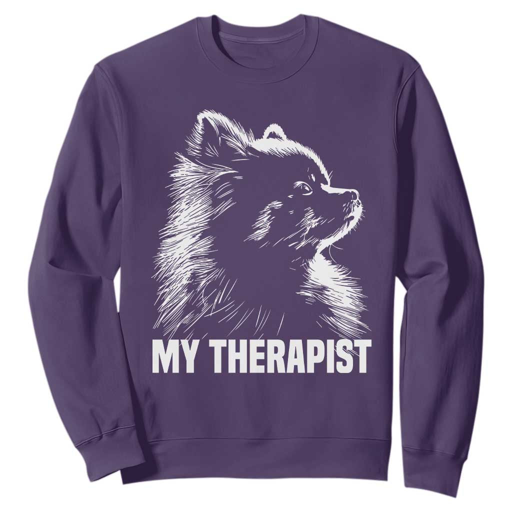 My Therapist Is A Pomeranian Sweatshirt Dog Lover Gift Idea TS12 Purple Print Your Wear