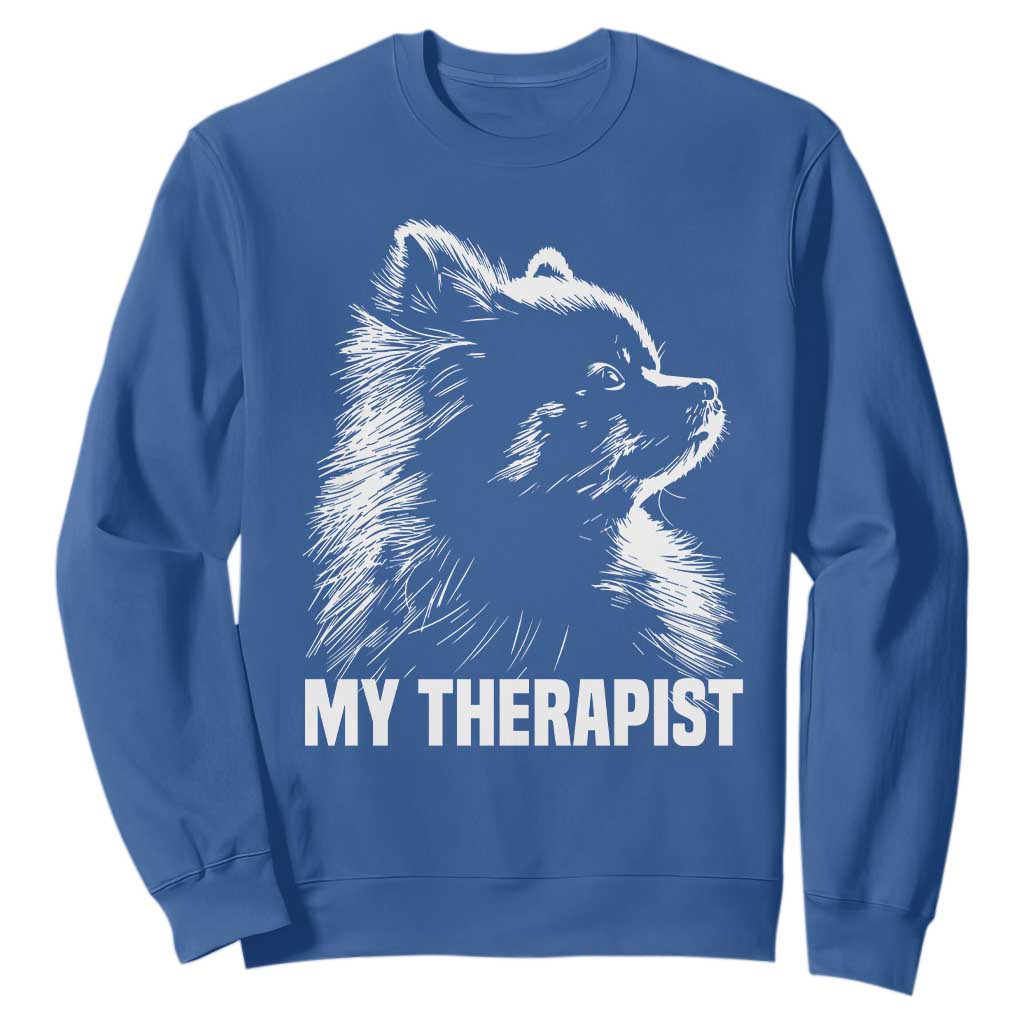 My Therapist Is A Pomeranian Sweatshirt Dog Lover Gift Idea TS12 Royal Blue Print Your Wear