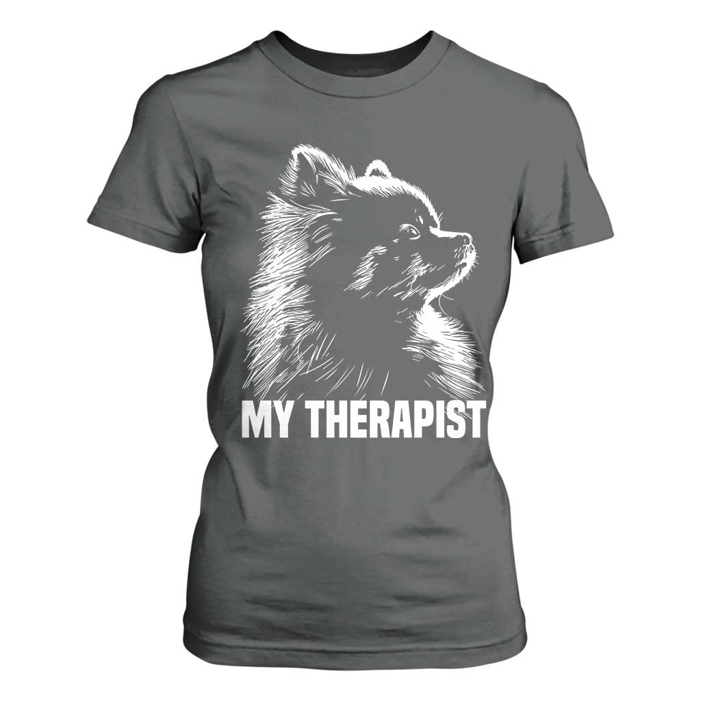 My Therapist Is A Pomeranian T Shirt For Women Dog Lover Gift Idea TS12 Dark Heather Print Your Wear