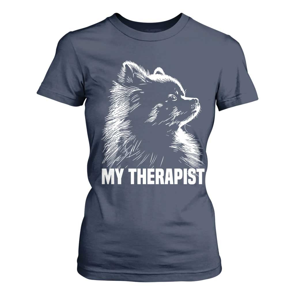 My Therapist Is A Pomeranian T Shirt For Women Dog Lover Gift Idea TS12 Navy Print Your Wear