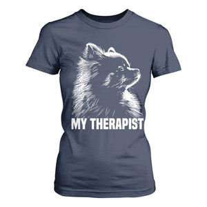 My Therapist Is A Pomeranian T Shirt For Women Dog Lover Gift Idea TS12 Navy Print Your Wear