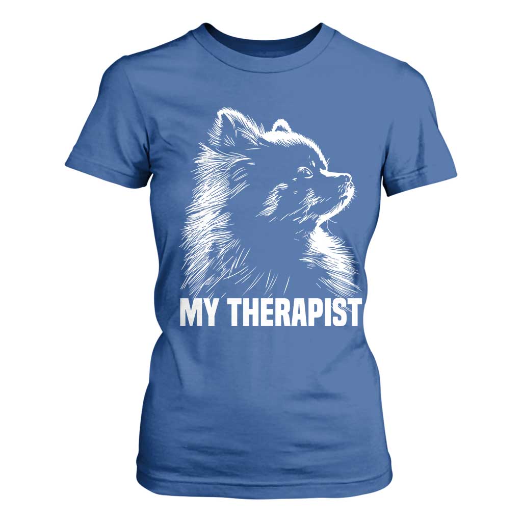My Therapist Is A Pomeranian T Shirt For Women Dog Lover Gift Idea TS12 Royal Blue Print Your Wear