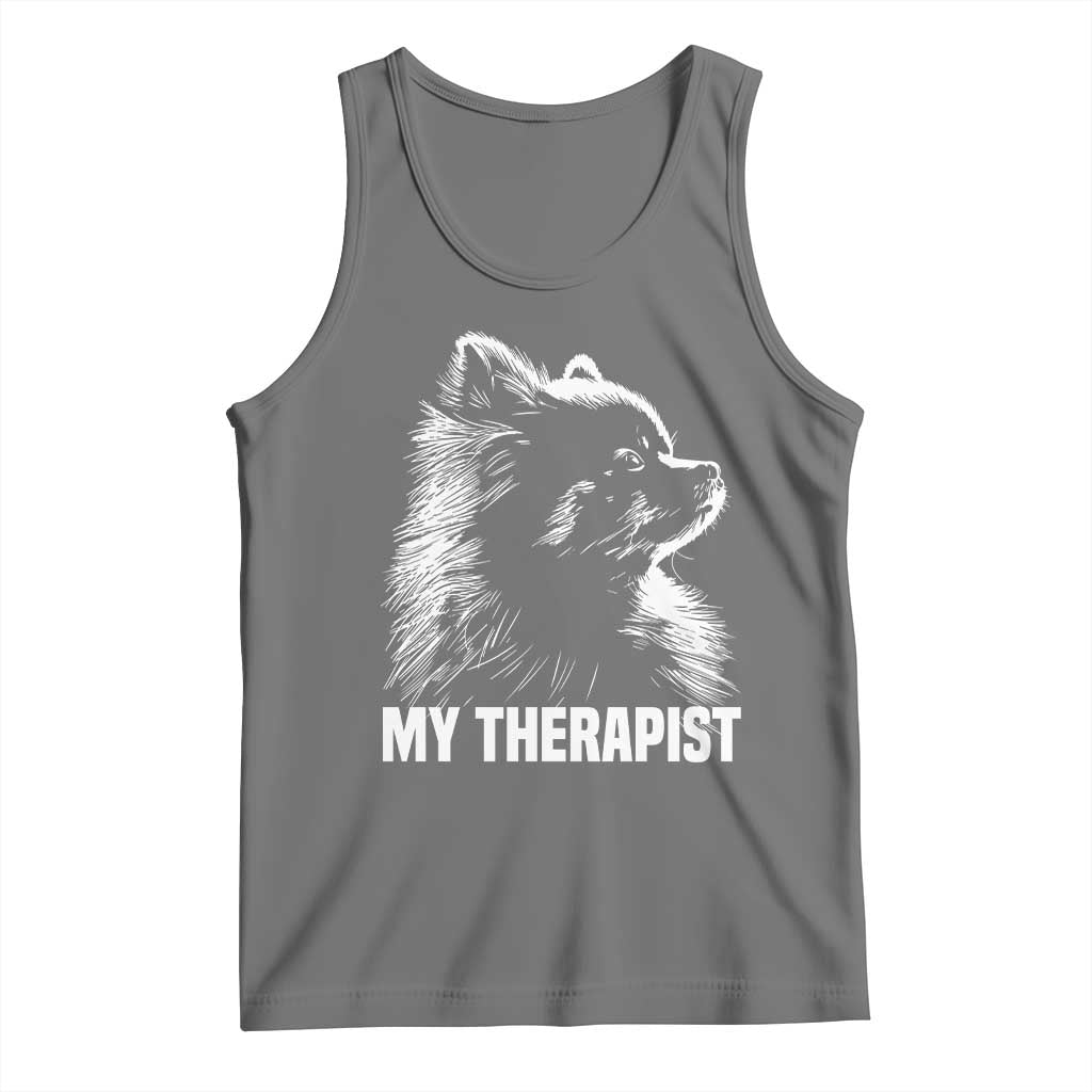 My Therapist Is A Pomeranian Tank Top Dog Lover Gift Idea TS12 Black Heather Print Your Wear