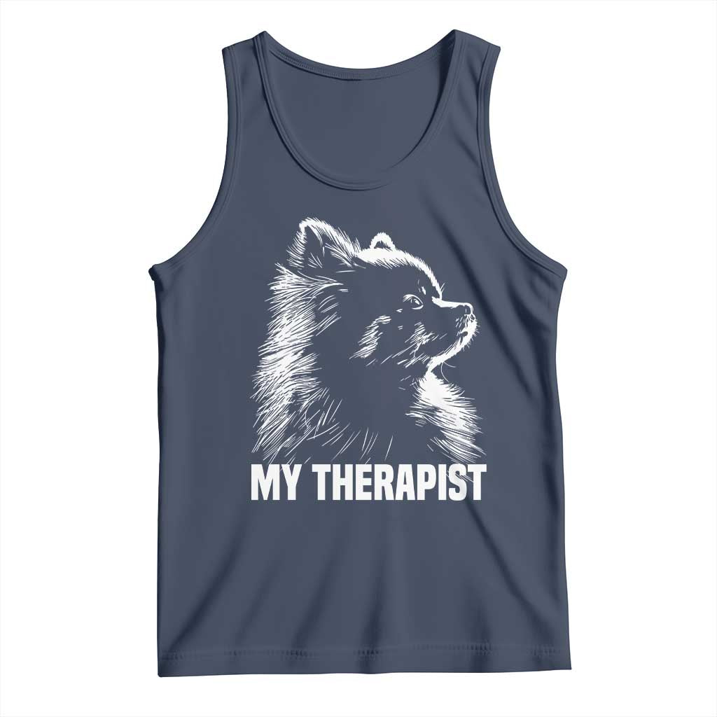My Therapist Is A Pomeranian Tank Top Dog Lover Gift Idea TS12 Navy Print Your Wear