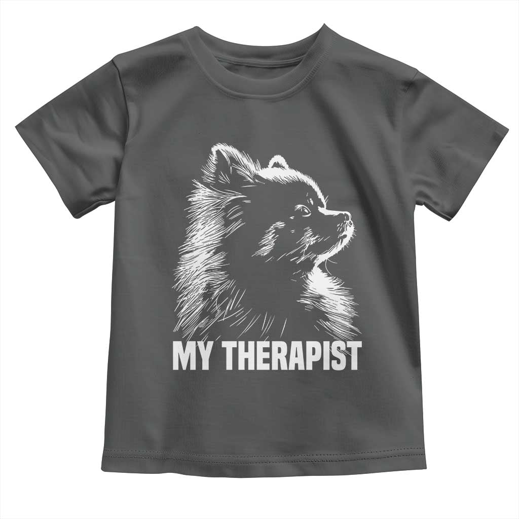 My Therapist Is A Pomeranian Toddler T Shirt Dog Lover Gift Idea TS12 Dark Heather Print Your Wear