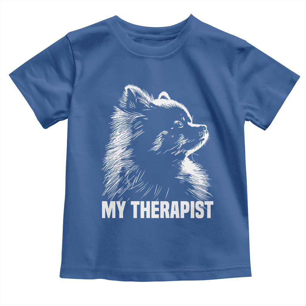 My Therapist Is A Pomeranian Toddler T Shirt Dog Lover Gift Idea TS12 Royal Blue Print Your Wear