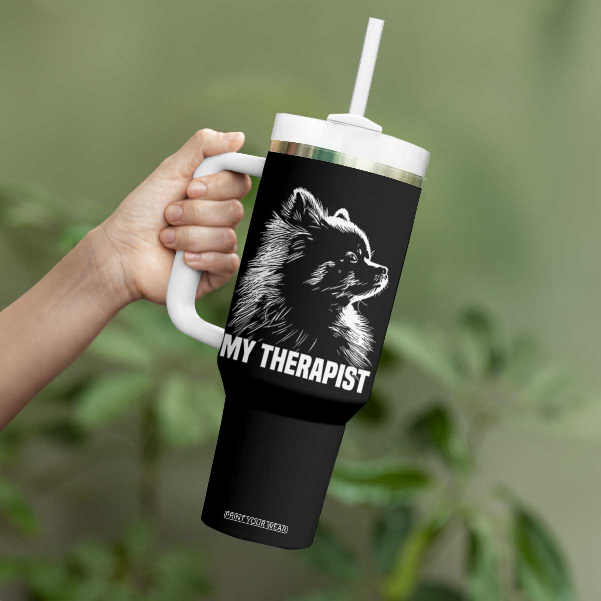 My Therapist Is A Pomeranian Tumbler With Handle Dog Lover Gift Idea TS12 Print Your Wear