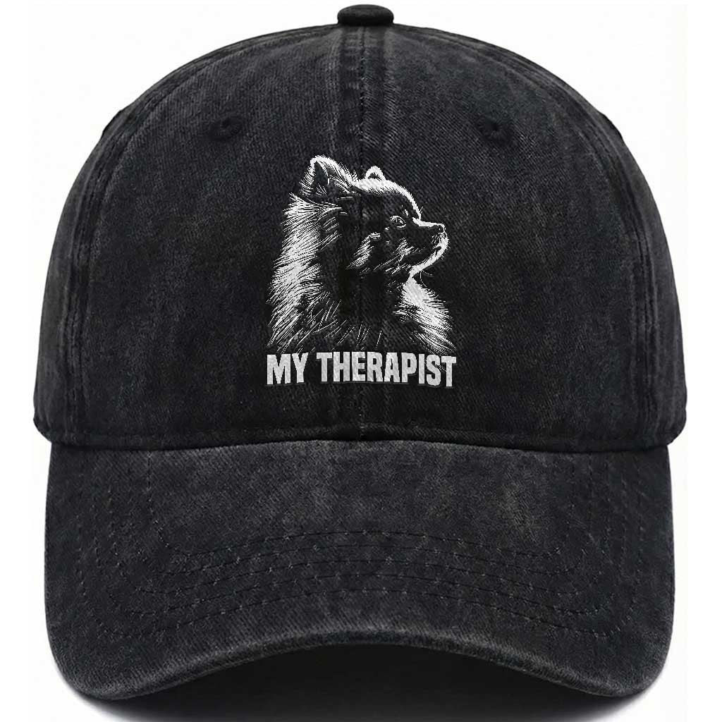 My Therapist Is A Pomeranian Washed Cotton Baseball Cap Dog Lover Gift Idea TS12 Print Your Wear