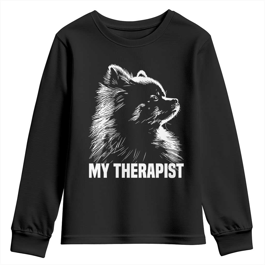 My Therapist Is A Pomeranian Youth Sweatshirt Dog Lover Gift Idea TS12 Black Print Your Wear