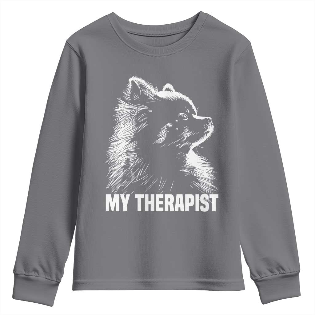 My Therapist Is A Pomeranian Youth Sweatshirt Dog Lover Gift Idea TS12 Charcoal Print Your Wear