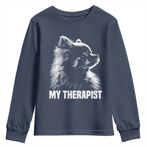 My Therapist Is A Pomeranian Youth Sweatshirt Dog Lover Gift Idea TS12 Navy Print Your Wear