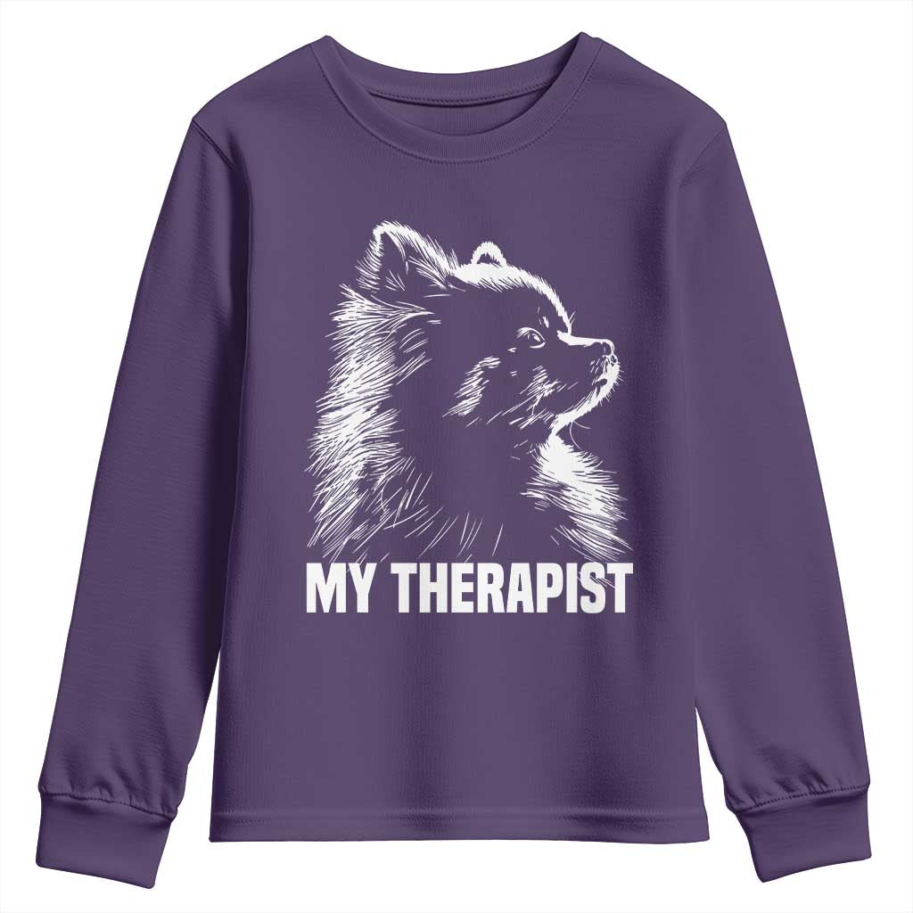 My Therapist Is A Pomeranian Youth Sweatshirt Dog Lover Gift Idea TS12 Purple Print Your Wear