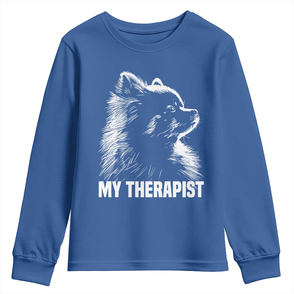 My Therapist Is A Pomeranian Youth Sweatshirt Dog Lover Gift Idea TS12 Royal Blue Print Your Wear