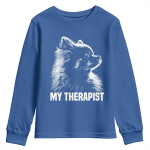 My Therapist Is A Pomeranian Youth Sweatshirt Dog Lover Gift Idea TS12 Royal Blue Print Your Wear