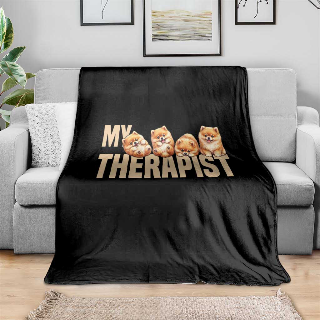 My Therapist Is My Dog Throw Blanket Cute Pomeranian Lover Meme TS12 Print Your Wear