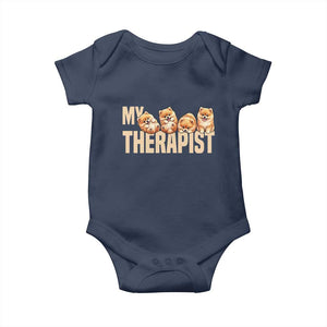 My Therapist Is My Dog Baby Onesie Cute Pomeranian Lover Meme TS12 Navy Print Your Wear