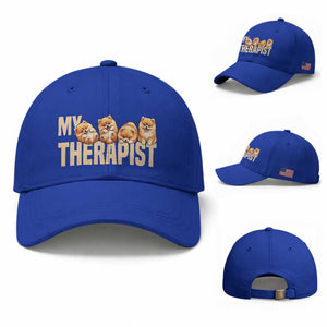 My Therapist Is My Dog Baseball Cap Cute Pomeranian Lover Meme TS12 Baseball Cap Universal Fit Royal Blue Print Your Wear
