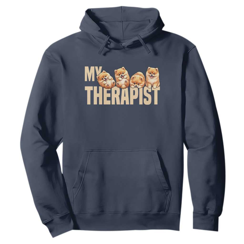My Therapist Is My Dog Hoodie Cute Pomeranian Lover Meme TS12 Navy Print Your Wear