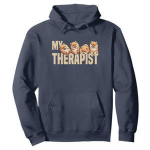 My Therapist Is My Dog Hoodie Cute Pomeranian Lover Meme TS12 Navy Print Your Wear