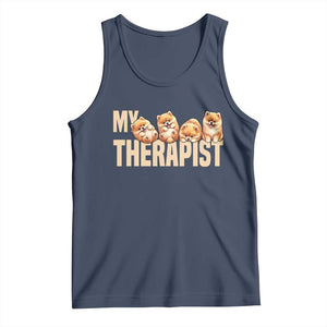 My Therapist Is My Dog Tank Top Cute Pomeranian Lover Meme TS12 Navy Print Your Wear