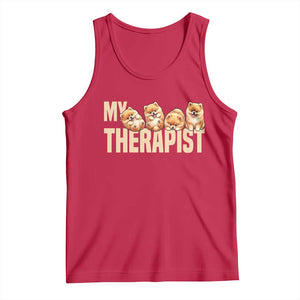 My Therapist Is My Dog Tank Top Cute Pomeranian Lover Meme TS12 Red Print Your Wear
