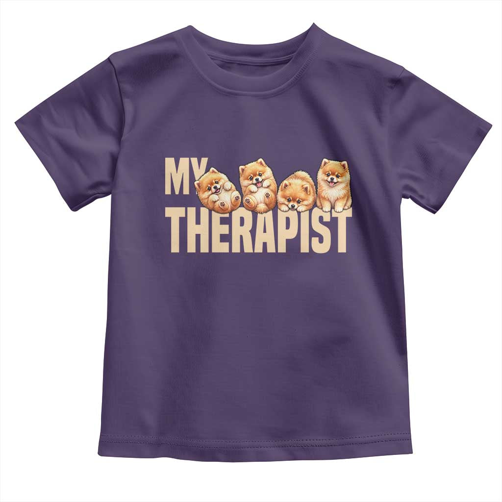 My Therapist Is My Dog Toddler T Shirt Cute Pomeranian Lover Meme TS12 Purple Print Your Wear