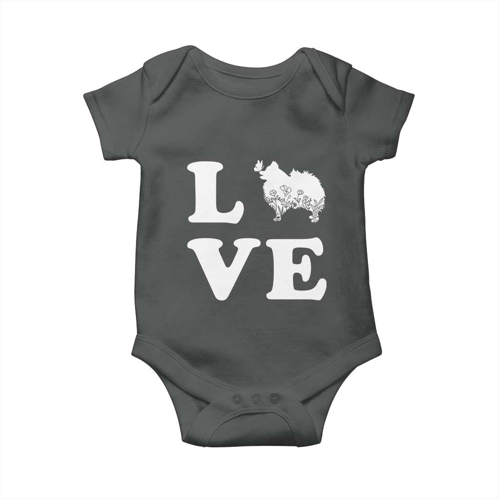Love Pomeranian Baby Onesie Cute Pom Dog Lover Gift TS12 Dark Heather Print Your Wear