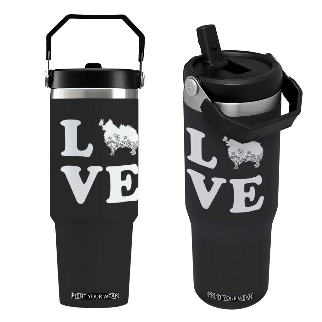 Love Pomeranian Flip Straw Tumbler Cute Pom Dog Lover Gift TS12 One Size: 30 oz Black Print Your Wear