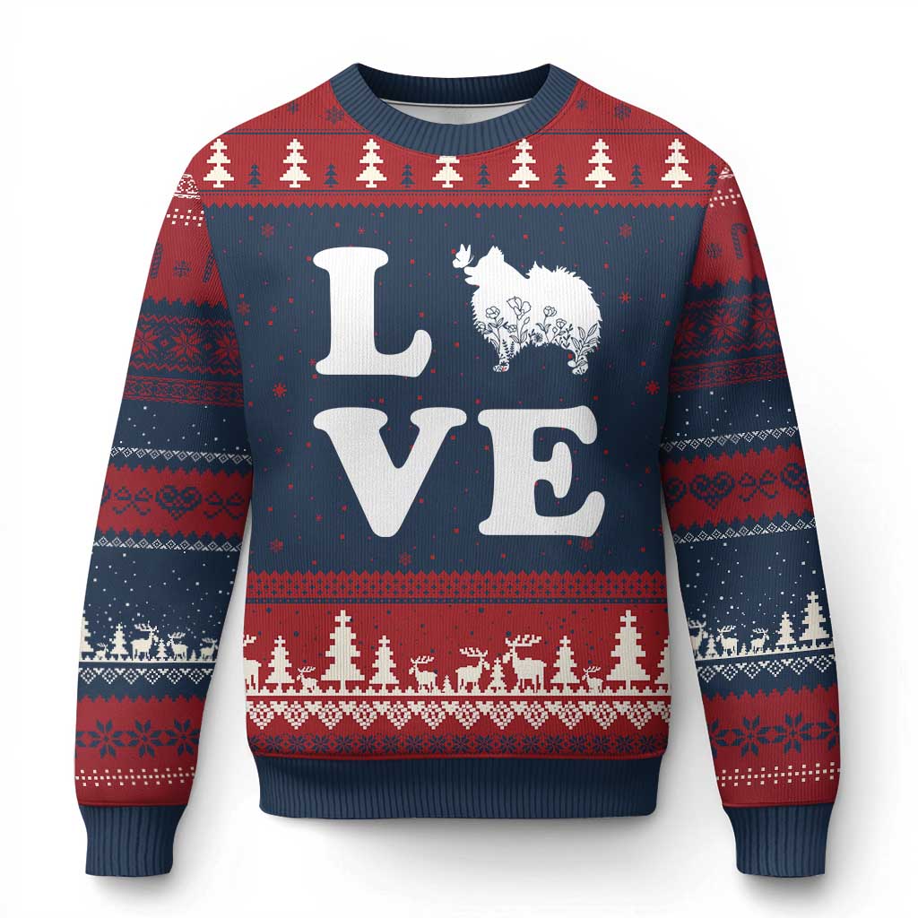 Love Pomeranian Ugly Christmas Sweater Cute Pom Dog Lover Gift TS12 Navy Red Print Your Wear