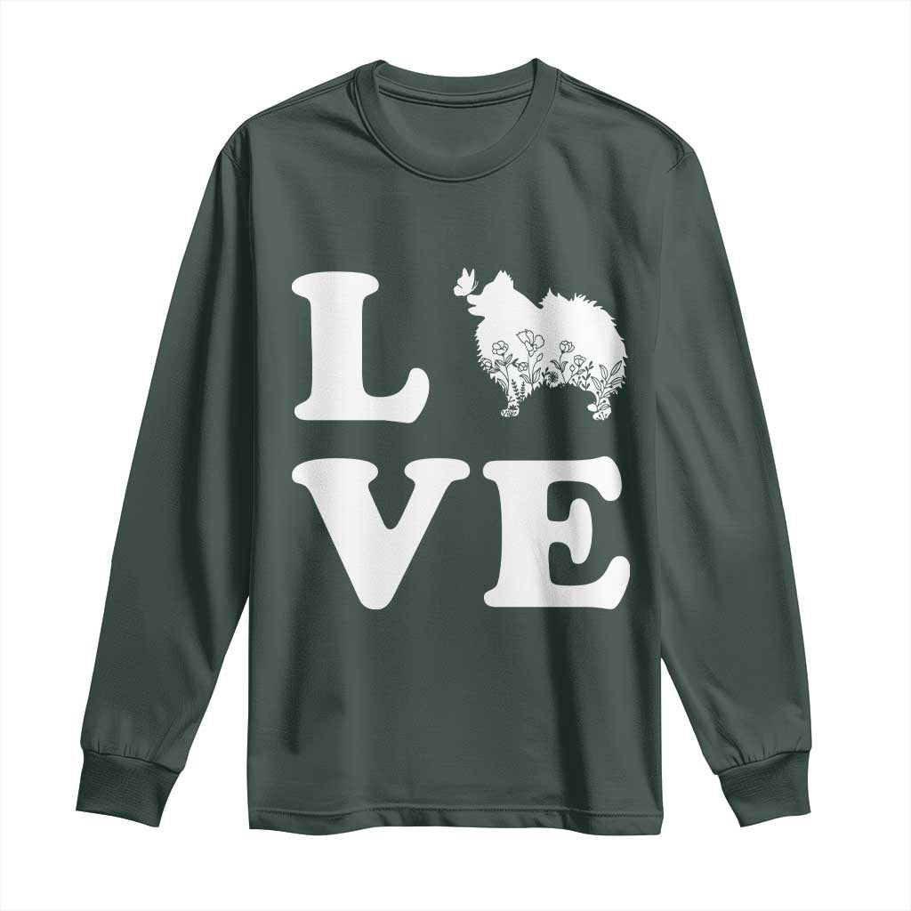 Love Pomeranian Long Sleeve Shirt Cute Pom Dog Lover Gift TS12 Dark Forest Green Print Your Wear