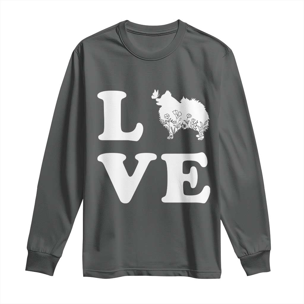 Love Pomeranian Long Sleeve Shirt Cute Pom Dog Lover Gift TS12 Dark Heather Print Your Wear