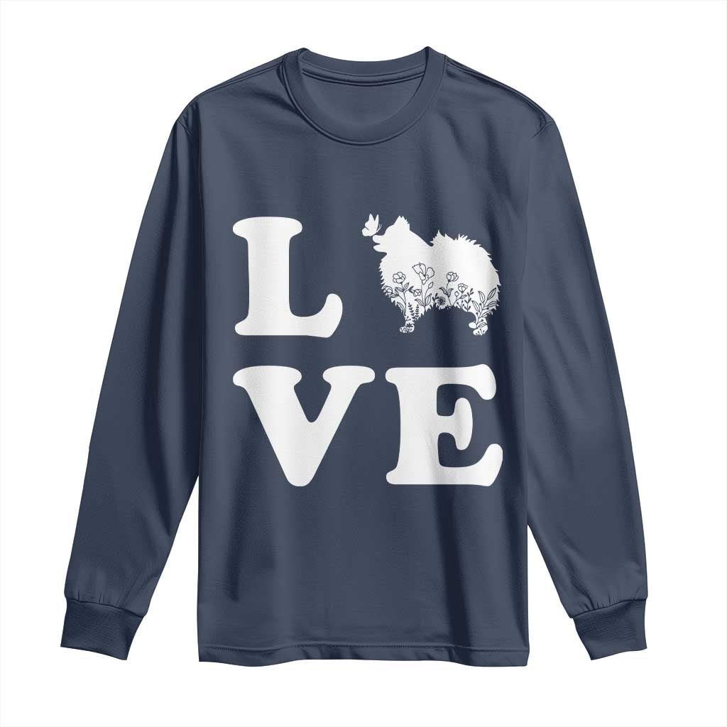 Love Pomeranian Long Sleeve Shirt Cute Pom Dog Lover Gift TS12 Navy Print Your Wear