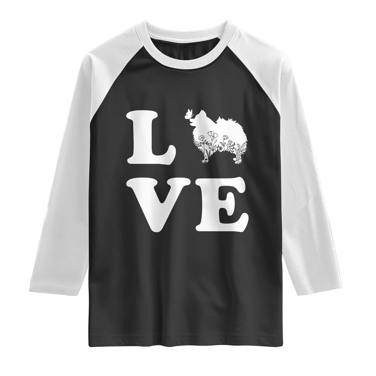 Love Pomeranian Raglan Shirt Cute Pom Dog Lover Gift TS12 Black White Print Your Wear