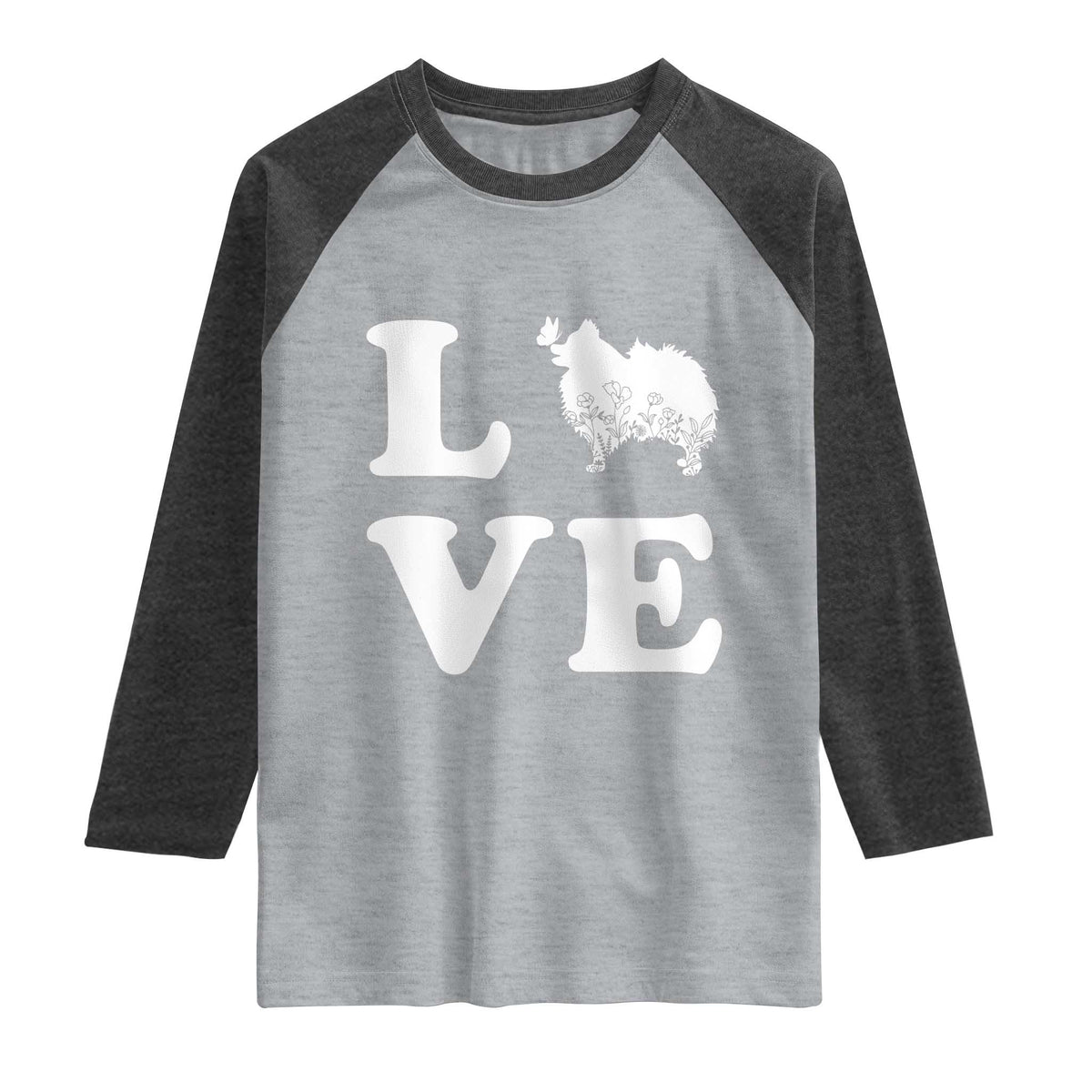 Love Pomeranian Raglan Shirt Cute Pom Dog Lover Gift TS12 Heather Gray Heather Charcoal Print Your Wear
